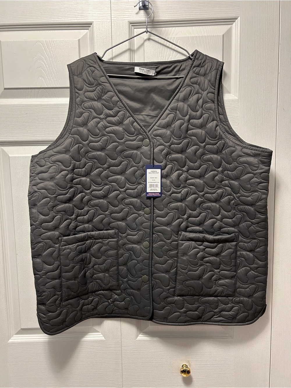 Quilted Sleeveless Vest Jacket - Gray